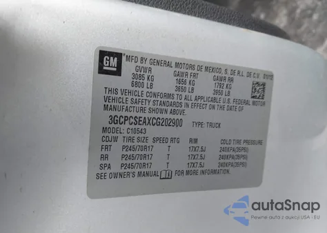 2012 Chevrolet Silverado 1500 Lt from USA, damaged, VIN 3GCPCSEAXCG202900